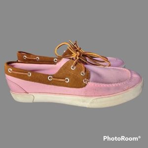 Men's Polo Ralph Lauren Rylander Top Side Dock Boat Shoes pink w suede sz 12D
